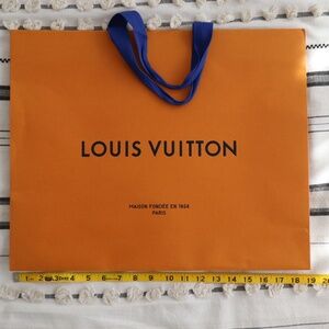 Louis Vuitton, Shopping Bag, Orange w/ blue handles, 19"x16"x5", Used